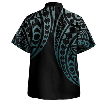 Tonga Combo Short Sleeve Dress And Shirt Kakau Style Turquoise