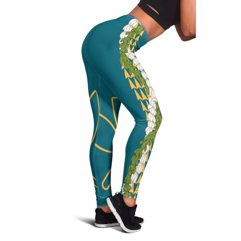 Hawaii Legging Kanaka Maoli Puakenikeni Maile Flower Lei