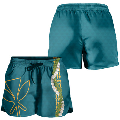 Hawaii Women Shorts Kanaka Maoli Puakenikeni Maile Flower Lei