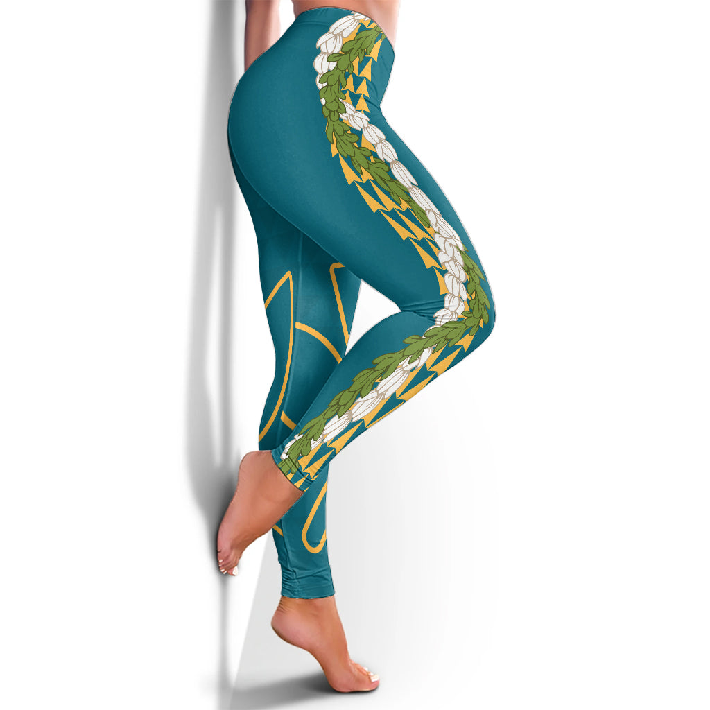 Hawaii Legging Kanaka Maoli Puakenikeni Maile Flower Lei