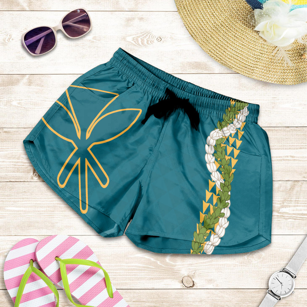 Hawaii Women Shorts Kanaka Maoli Puakenikeni Maile Flower Lei