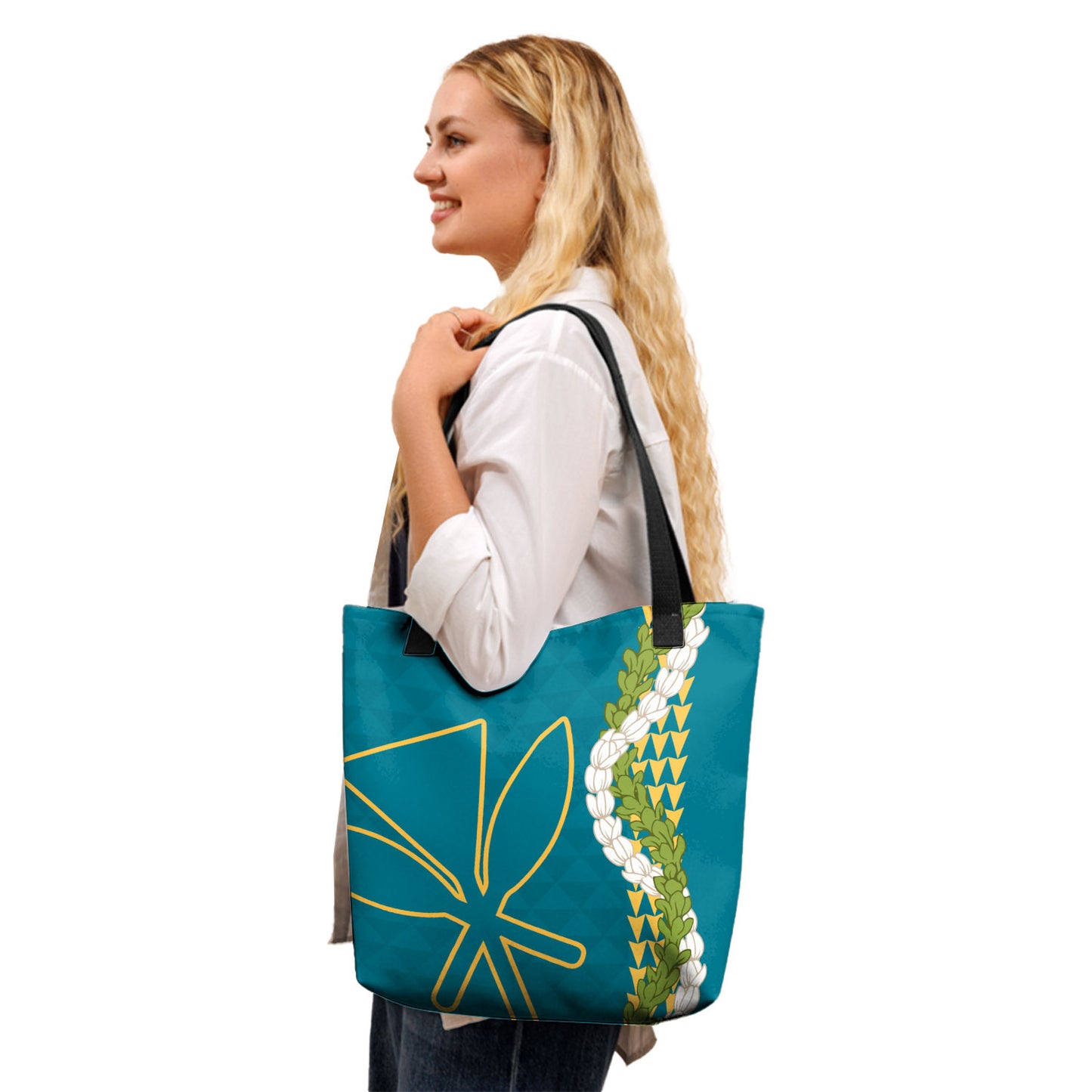 Hawaii Tote Bag Kanaka Maoli Puakenikeni Maile Flower Lei