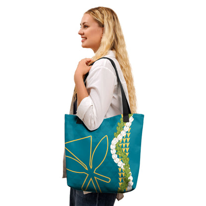 Hawaii Tote Bag Kanaka Maoli Puakenikeni Maile Flower Lei