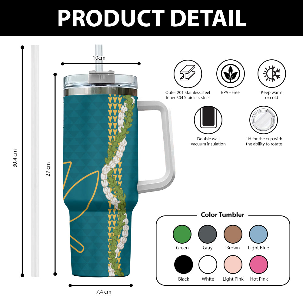 Hawaii 40oz Tumbler Kanaka Maoli Puakenikeni Maile Flower Lei