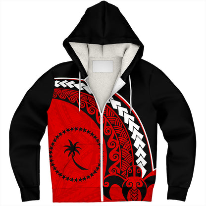 Chuuk State Sherpa Hoodie Turtle Polynesian Tribal Coat Of Arms