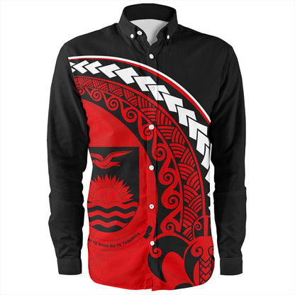 Kiribati Long Sleeve Shirt Turtle Polynesian Tribal Coat Of Arms