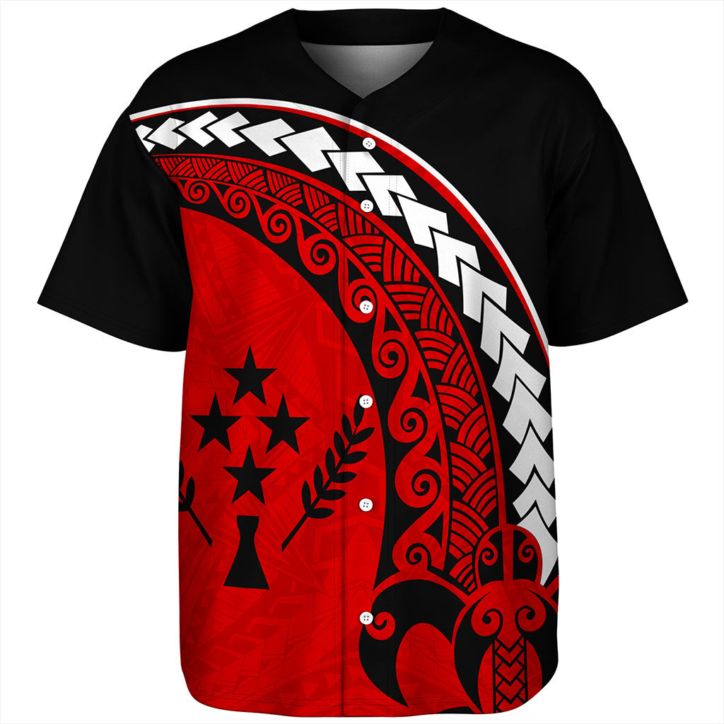 Kosrae Baseball Shirt Turtle Polynesian Tribal Coat Of Arms