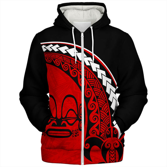 Marquesas Islands Sherpa Hoodie Turtle Polynesian Tribal Coat Of Arms