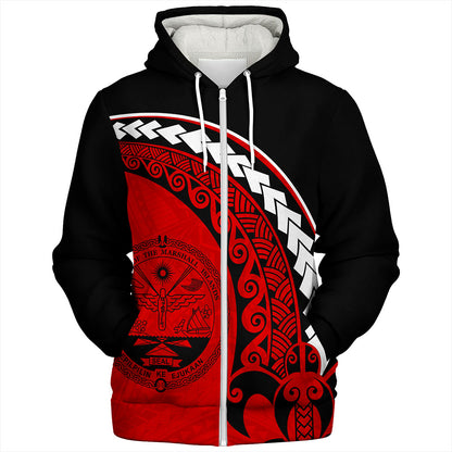 Marshall Islands Sherpa Hoodie Turtle Polynesian Tribal Coat Of Arms