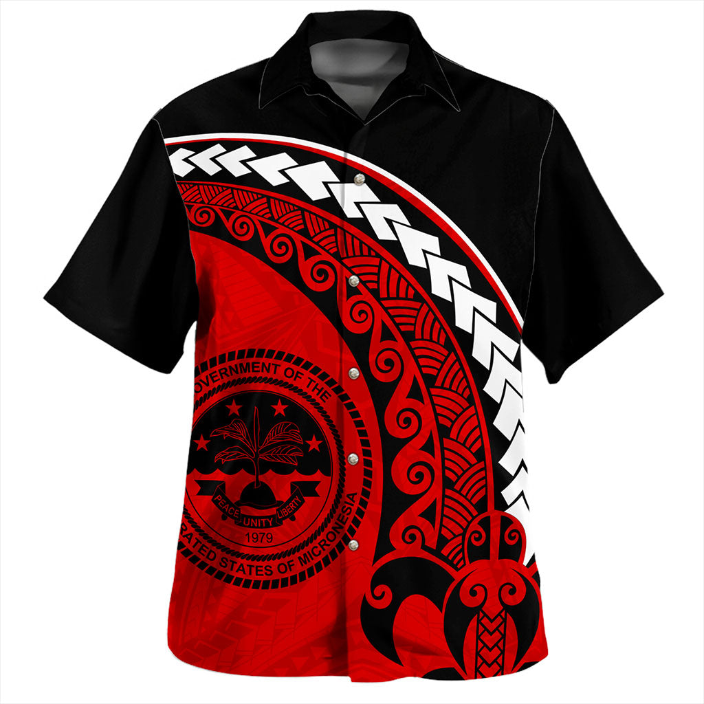 Federated States Of Micronesia Hawaiian Shirt Turtle Polynesian Tribal Coat Of Arms