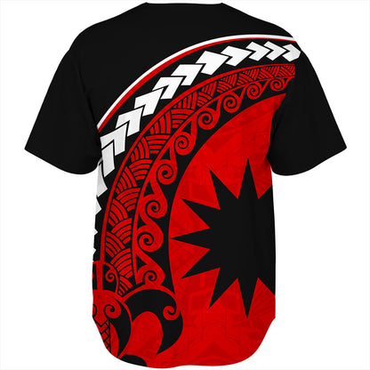 Nauru Baseball Shirt Turtle Polynesian Tribal Coat Of Arms