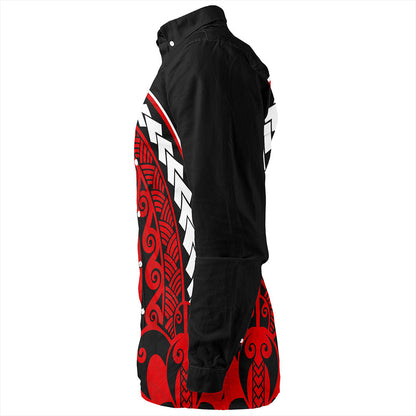 Nauru Long Sleeve Shirt Turtle Polynesian Tribal Coat Of Arms