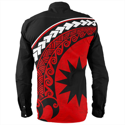 Nauru Long Sleeve Shirt Turtle Polynesian Tribal Coat Of Arms