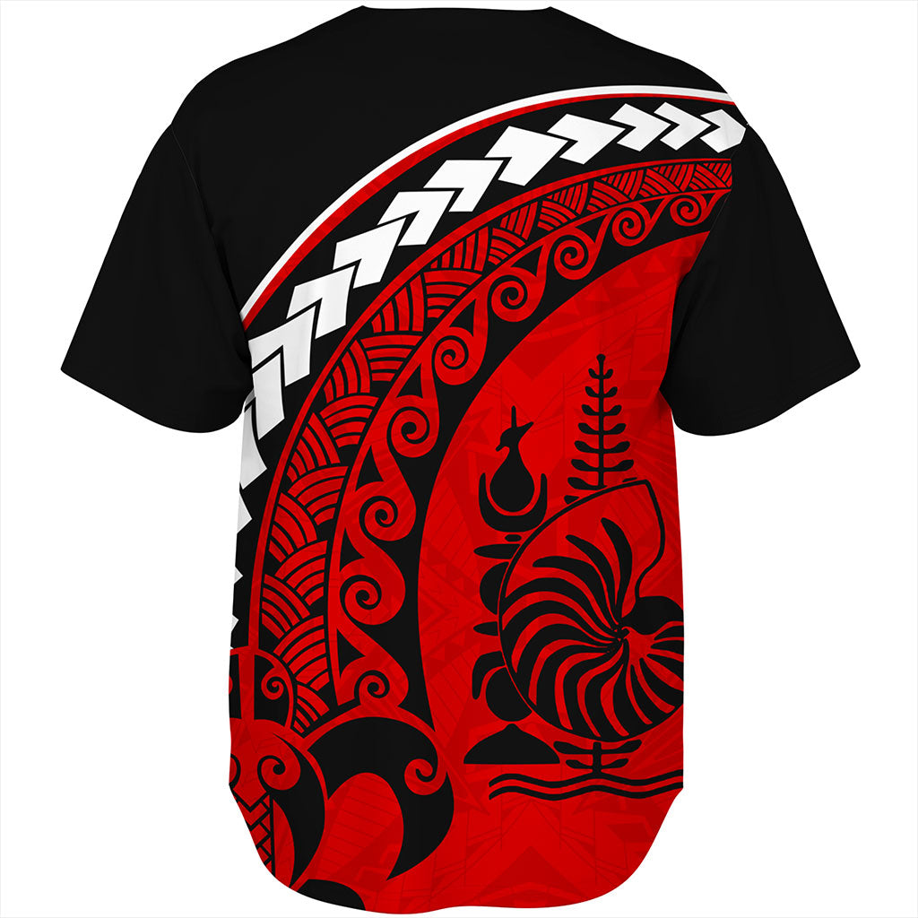 New Caledonia Baseball Shirt Turtle Polynesian Tribal Coat Of Arms