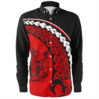 New Zealand Long Sleeve Shirt Turtle Polynesian Tribal Coat Of Arms