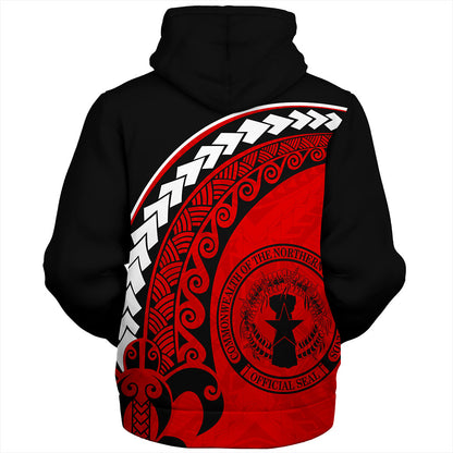 Northern Mariana Islands Sherpa Hoodie Turtle Polynesian Tribal Coat Of Arms