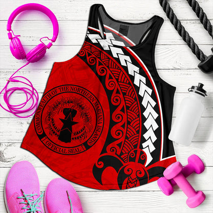 Northern Mariana Islands Women Tank Turtle Polynesian Tribal Coat Of Arms