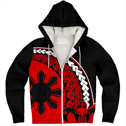 Philippines Filipinos Sherpa Hoodie Turtle Polynesian Tribal Coat Of Arms