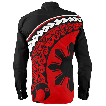 Philippines Filipinos Long Sleeve Shirt Turtle Polynesian Tribal Coat Of Arms
