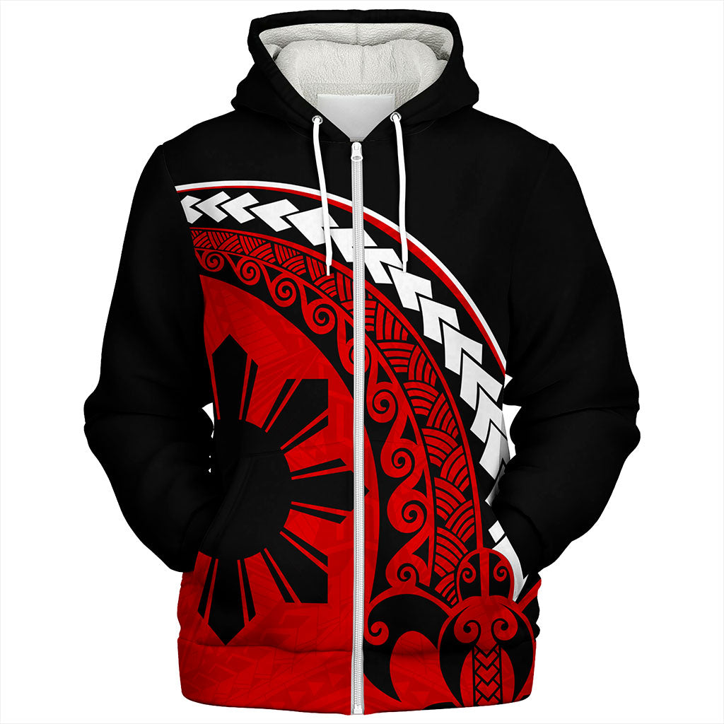 Philippines Filipinos Sherpa Hoodie Turtle Polynesian Tribal Coat Of Arms