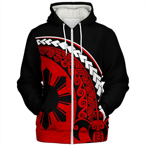 Philippines Filipinos Sherpa Hoodie Turtle Polynesian Tribal Coat Of Arms