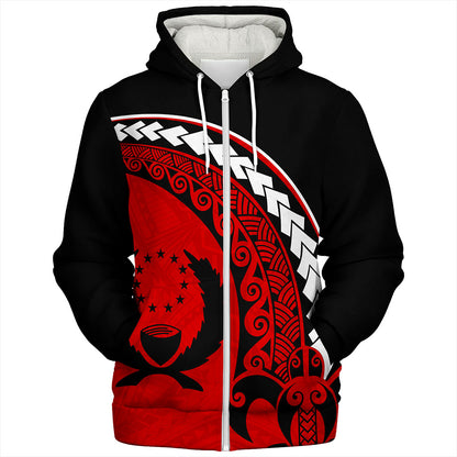Pohnpei State Sherpa Hoodie Turtle Polynesian Tribal Coat Of Arms
