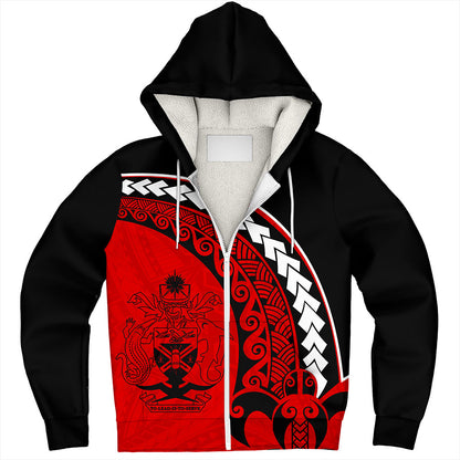 Solomon Islands Sherpa Hoodie Turtle Polynesian Tribal Coat Of Arms
