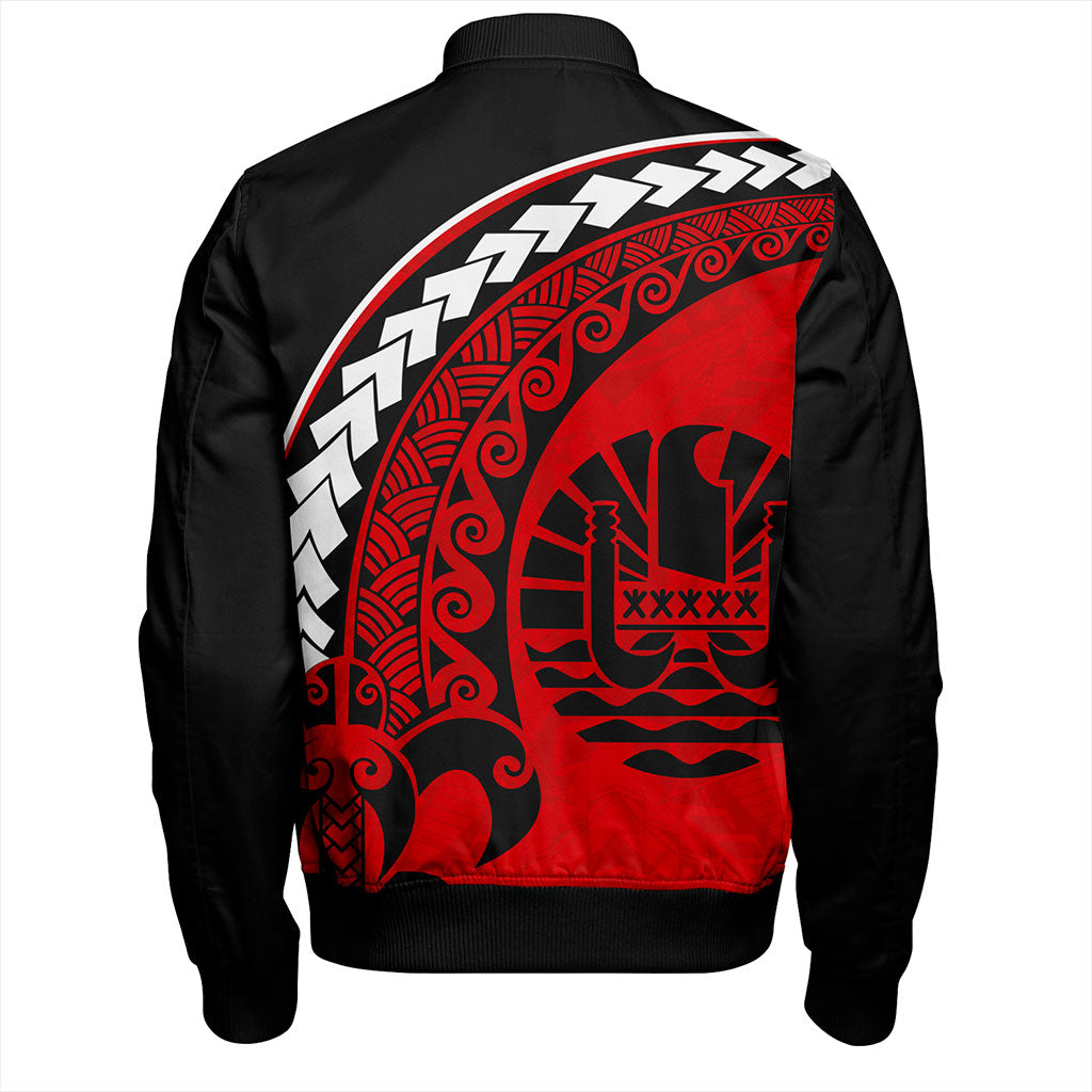 Tahiti Bomber Jacket Turtle Polynesian Tribal Coat Of Arms
