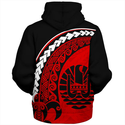 Tahiti Sherpa Hoodie Turtle Polynesian Tribal Coat Of Arms
