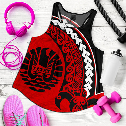 Tahiti Women Tank Turtle Polynesian Tribal Coat Of Arms