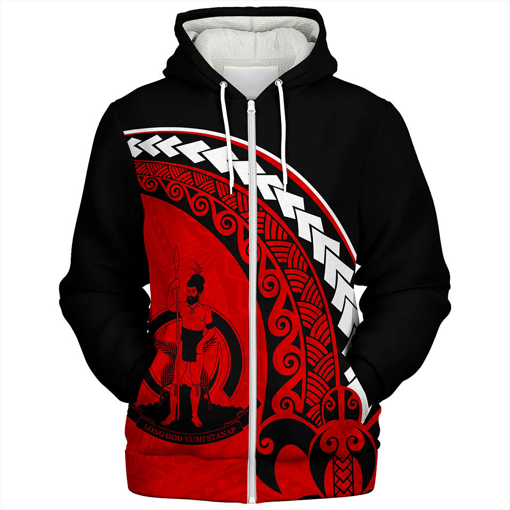 Vanuatu Sherpa Hoodie Turtle Polynesian Tribal Coat Of Arms
