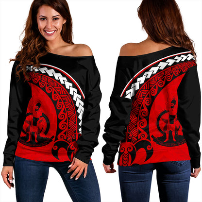 Vanuatu Off Shoulder Sweatshirt Turtle Polynesian Tribal Coat Of Arms