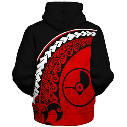Yap State Sherpa Hoodie Turtle Polynesian Tribal Coat Of Arms