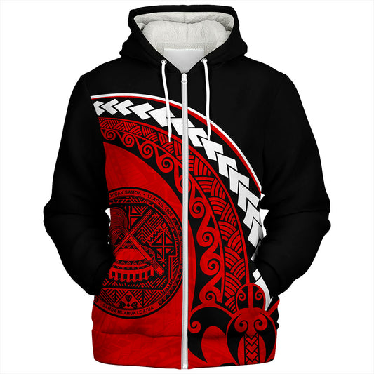 American Samoa Sherpa Hoodie Turtle Polynesian Tribal Coat Of Arms