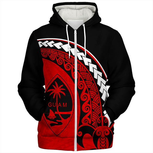 Guam Sherpa Hoodie Turtle Polynesian Tribal Coat Of Arms