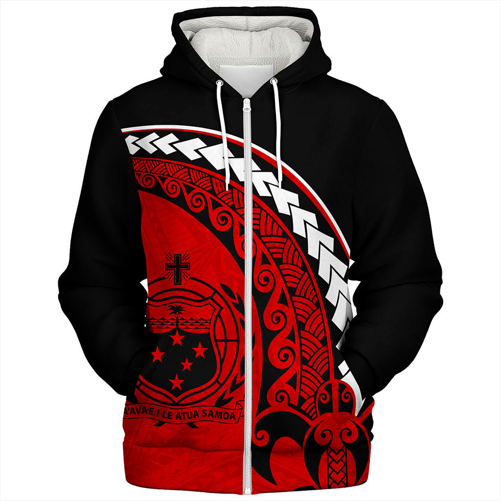 Samoa Sherpa Hoodie Turtle Polynesian Tribal Coat Of Arms