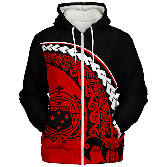 Samoa Sherpa Hoodie Turtle Polynesian Tribal Coat Of Arms