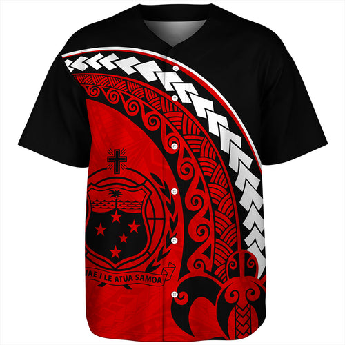 Samoa Baseball Shirt Turtle Polynesian Tribal Coat Of Arms