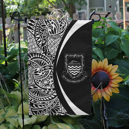 Tuvalu Garden Flag Lauhala Circle White