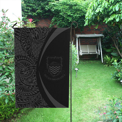 Tuvalu Garden Flag Lauhala Circle Grey