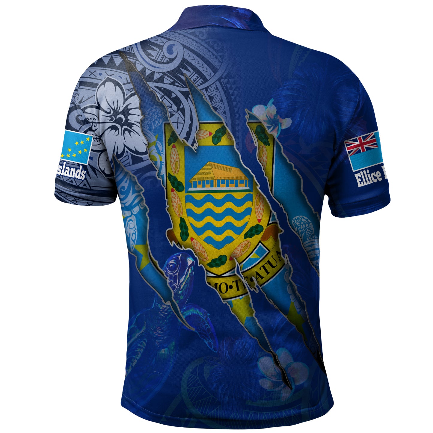 Tuvalu Polo Shirt Custom Tuvaluan Blood Inside Me Polynesian Sleeve Tattoo Tropical Blue