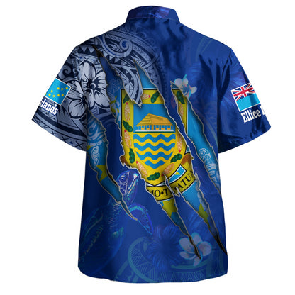 Tuvalu Hawaiian Shirt Custom Tuvaluan Blood Inside Me Polynesian Sleeve Tattoo Tropical Blue