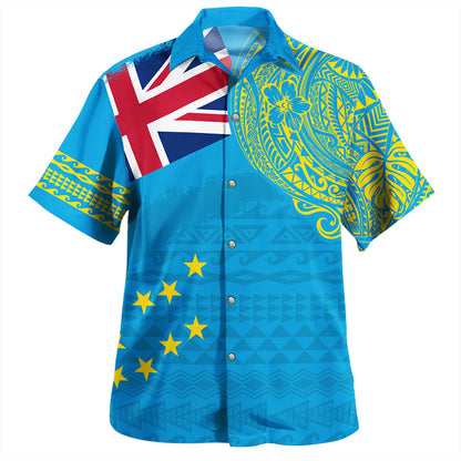 Tuvalu Hawaiian Shirt Polynesian Flag With Coat Of Arms