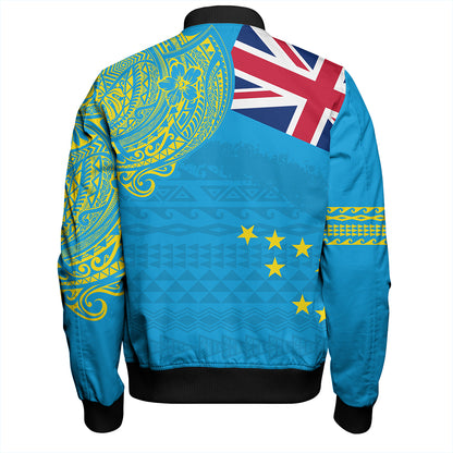 Tuvalu Bomber Jacket Polynesian Flag With Coat Of Arms