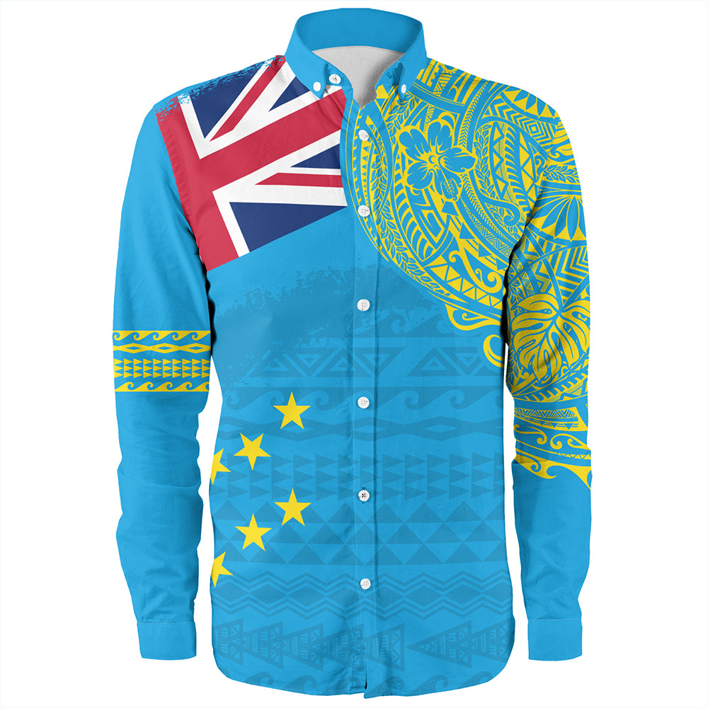 Tuvalu Long Sleeve Shirt Polynesian Flag With Coat Of Arms