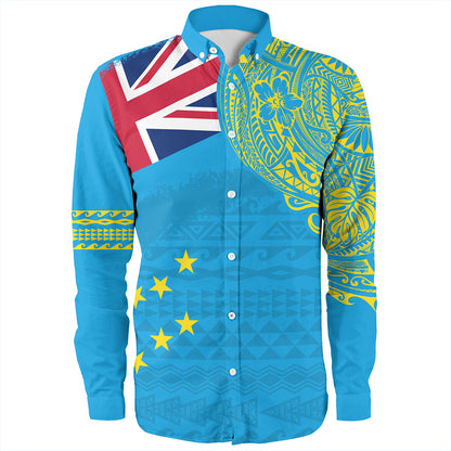 Tuvalu Long Sleeve Shirt Polynesian Flag With Coat Of Arms