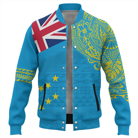 Tuvalu Baseball Jacket Polynesian Flag With Coat Of Arms