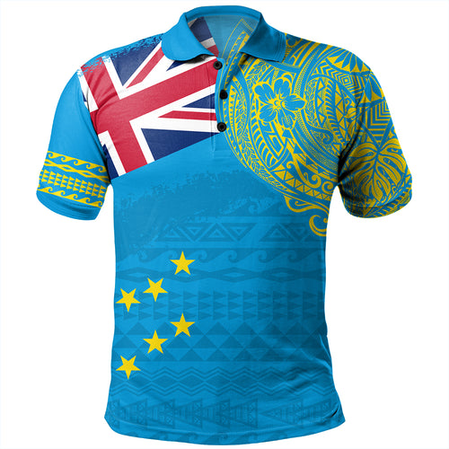 Tuvalu Polo Shirt Polynesian Flag With Coat Of Arms