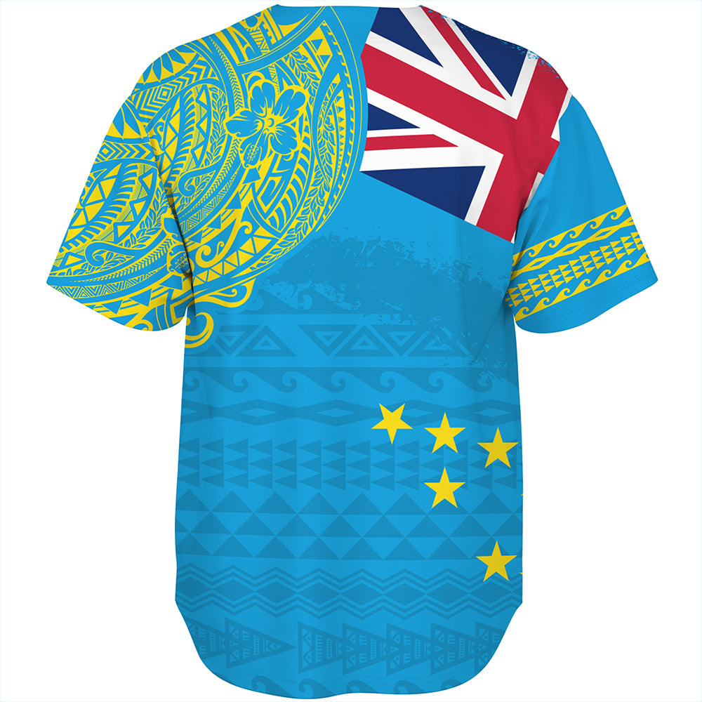 Tuvalu Baseball Shirt Polynesian Flag With Coat Of Arms