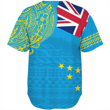 Tuvalu Baseball Shirt Polynesian Flag With Coat Of Arms